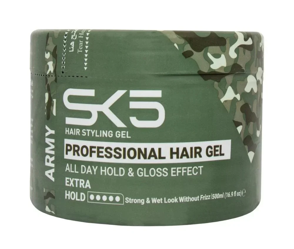 SK5 Army Styling Gel – 500ml | Strong Hold with Shine and Moisture