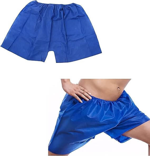 Globalstar 75-Pack Men’s Disposable Blue Shorts – Hygienic Solution for Spas, Salons, and Travel
