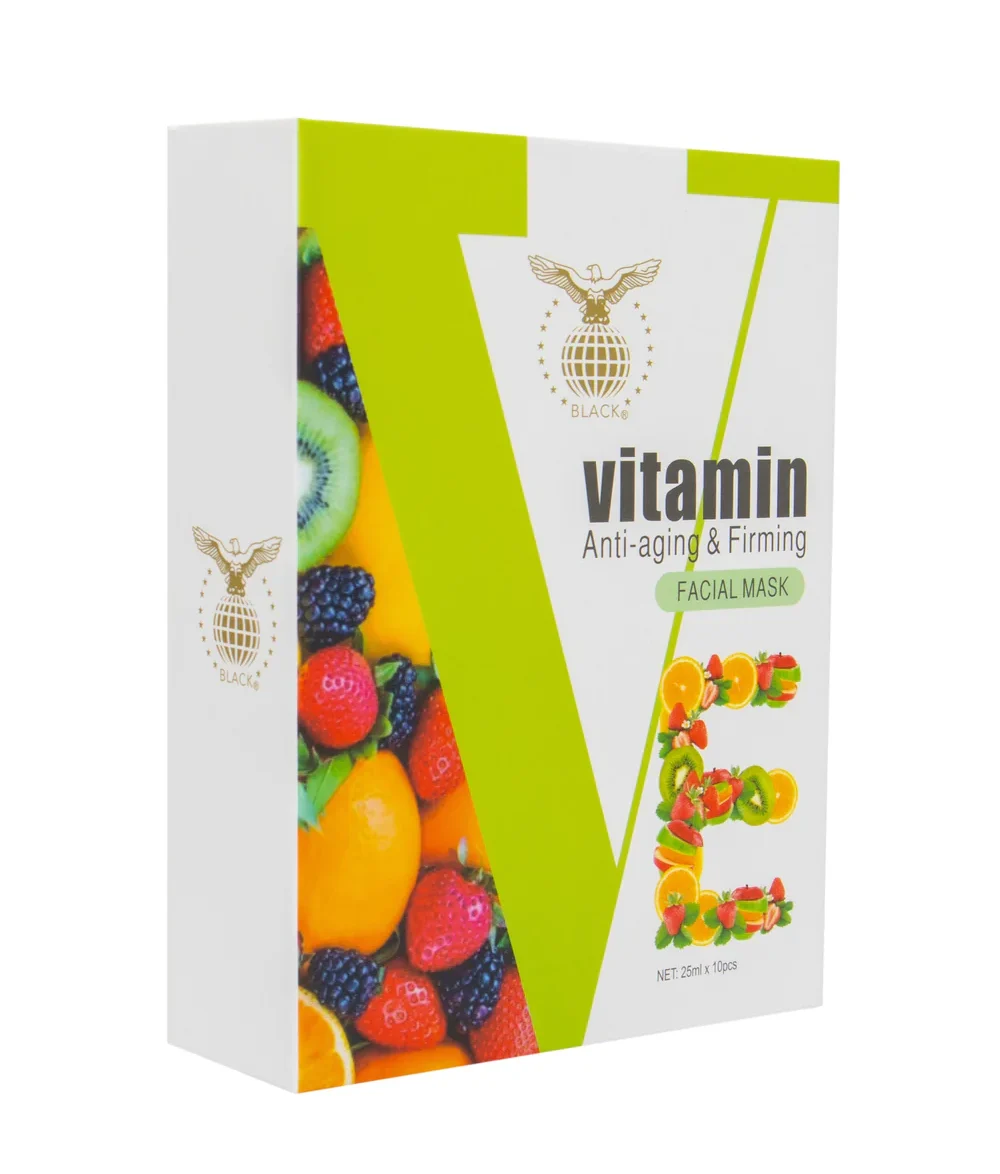 Black Vitamin E Facial Mask – Pack of 10 x 25ml for Deep Hydration & Anti-Aging