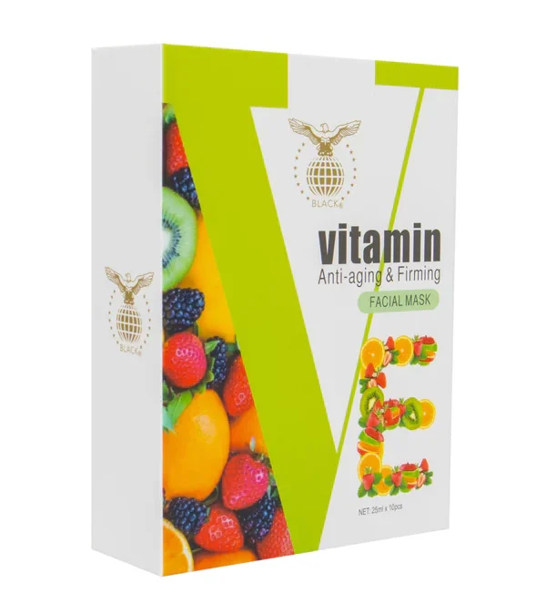 Black Vitamin E Facial Mask – Pack of 10 x 25ml for Deep Hydration & Anti-Aging