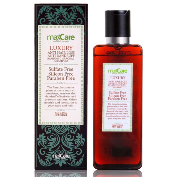 Maxcare Luxury Anti Hairloss & Dandruff Bamboo Charcoal Sulfate Free Shampoo 300ml