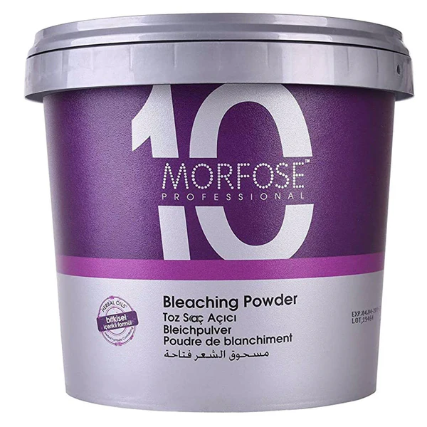 Morfose 10 Blue Bleaching Powder Set 1000ml – Achieve 7 Levels of Lightening, Permanent Hair Color for Men and Women