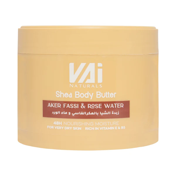 Vai Naturals Aker Fassi & Rose Water Shea Body Butter | Moisturizing & Revitalizing Skincare (300ml)