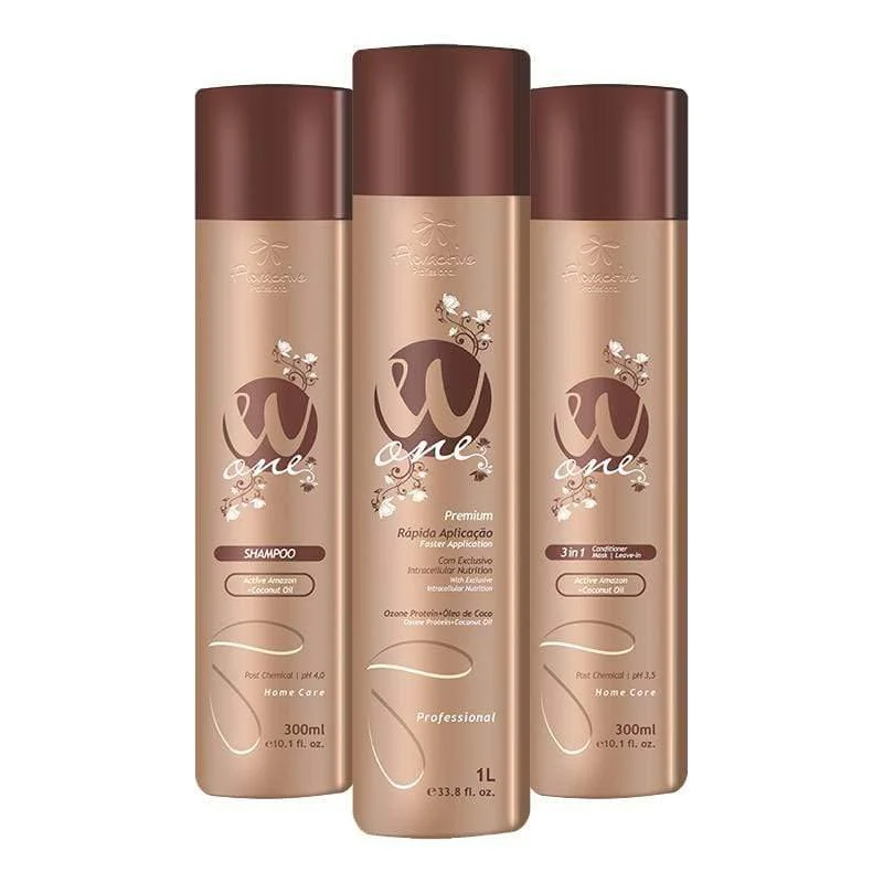 Floractive W One Nano Protein Hair Straightening Set 1×3 2x300ml, 1x1000ml (Shampoo, Conditioner and Protein)
