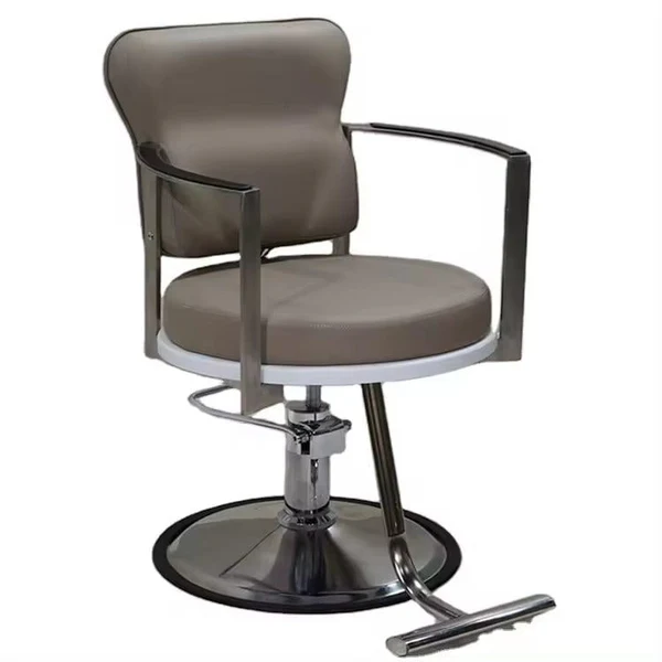 Global Star Classic Brown Salon Barber Chair – Hydraulic Pump, Rotating Beauty Chair with Stainless Steel Armrests