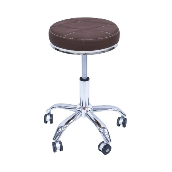 Globalstar Coffee-Colored Round Stool Chair – Elegant Comfort for Office, Home, and Spa