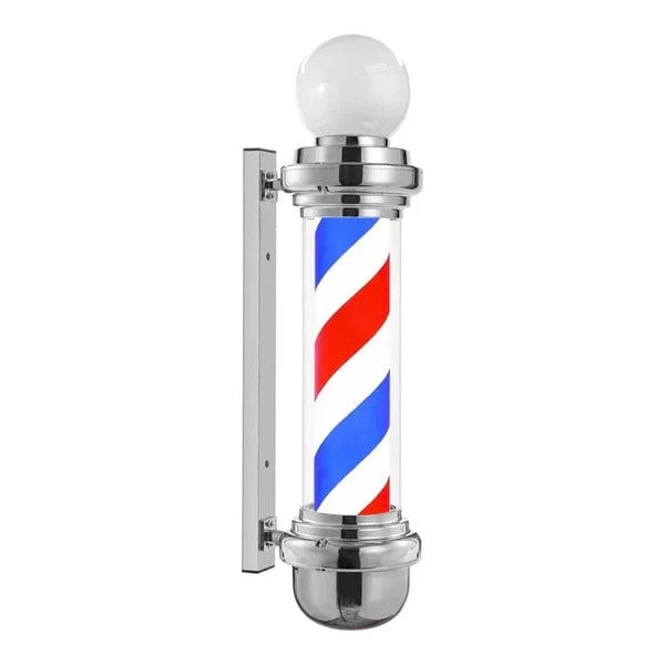 Globalstar Classic Barber Pole Light 128.5cm – Iconic Silver Red White Blue Stripes for a Traditional Barber Shop Decor