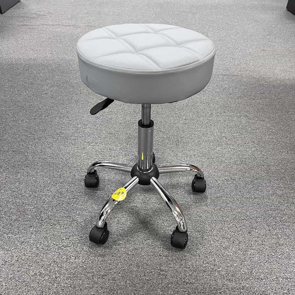 GlobalStar Grey PU Leather Rolling Stool Chair – Height Adjustable Seating for Office, Salon, and Spa