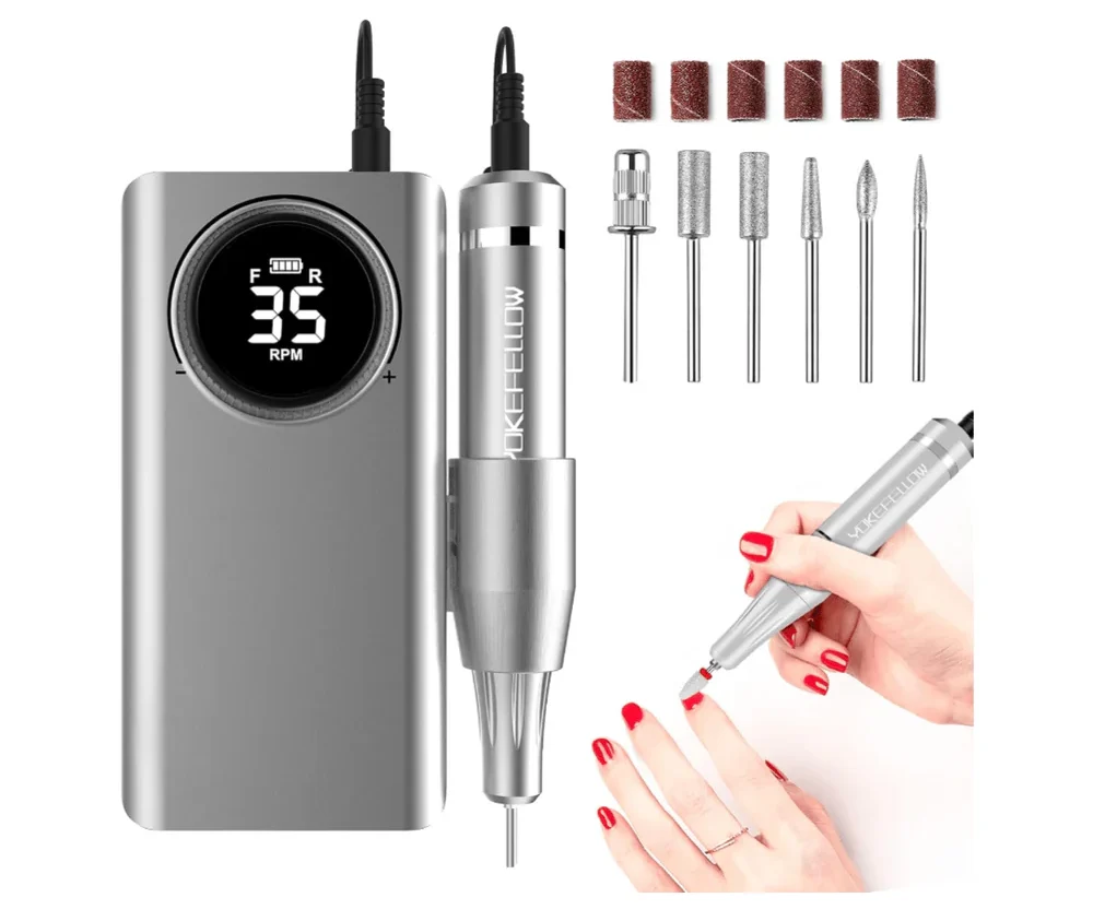 Globalstar Professional Brushless Nail Drill Machine – Silent 35000RPM Manicure Tool with LCD Screen & 12-Hour Battery Life