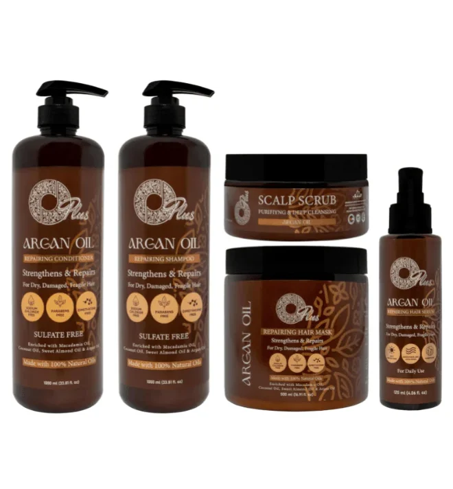 OPlus Hair Care Set with Argan Oil – Complete 5-Piece Collection for Nourished and Hydrated Hair, Sulfate-Free Formula