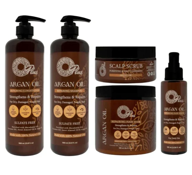 OPlus Hair Care Set with Argan Oil – Complete 5-Piece Collection for Nourished and Hydrated Hair, Sulfate-Free Formula
