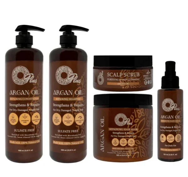 OPlus Hair Care Set with Argan Oil – Complete 5-Piece Collection for Nourished and Hydrated Hair, Sulfate-Free Formula